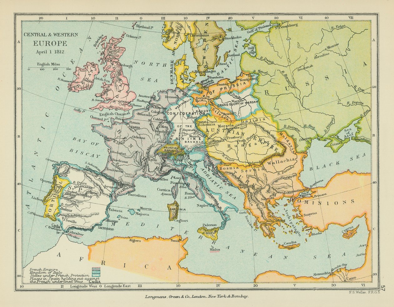 Centraal-  West-Europa (kleurenlitho) door English School