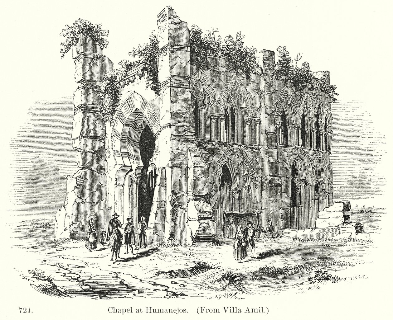 Kapel bij Humanejos (gravure) door English School
