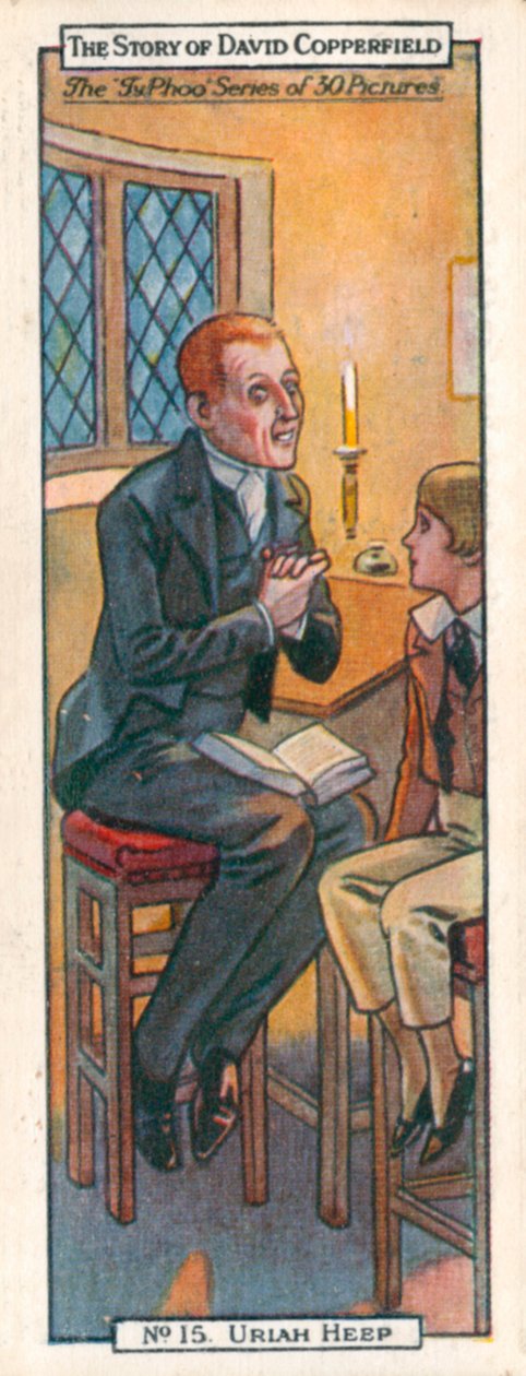 Personages uit David Copperfield: Uriah Heep (kleurenlitho) door English School