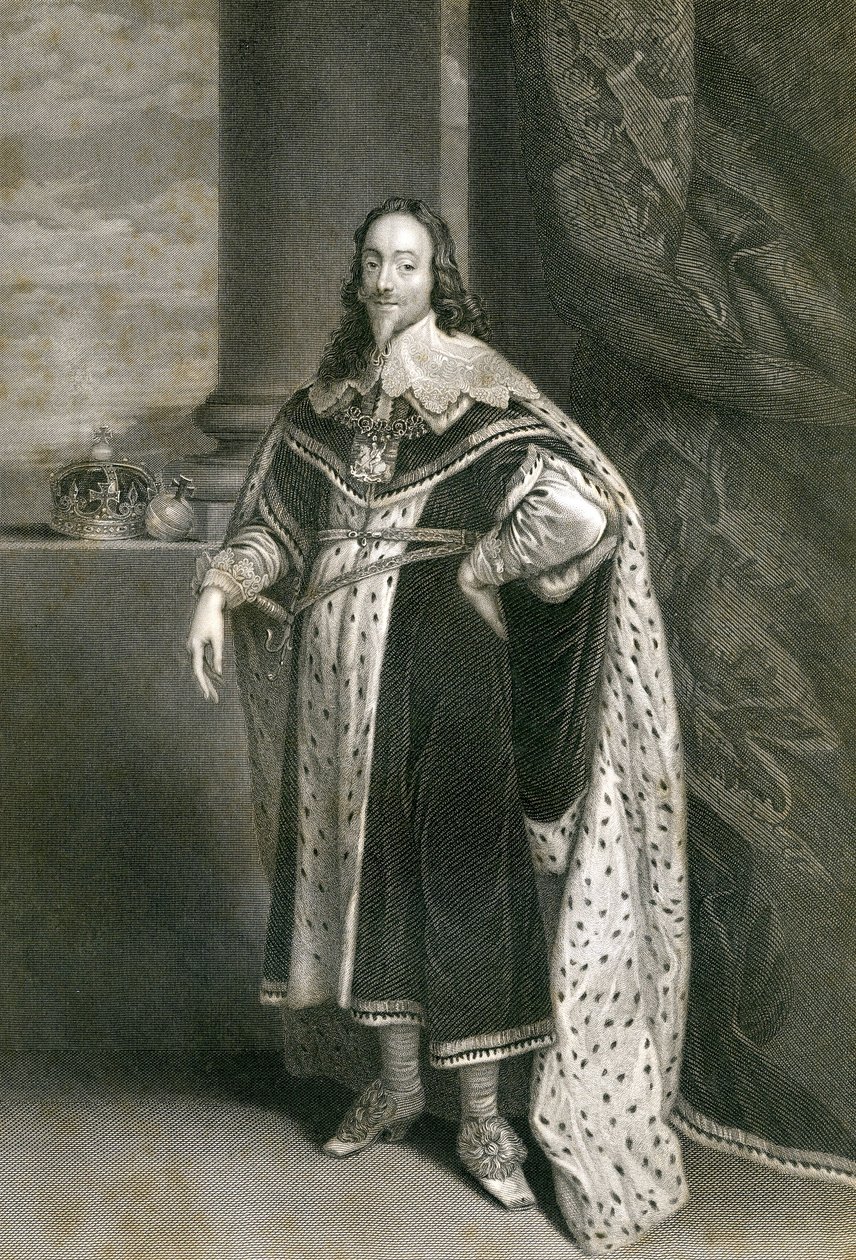 Charles I (gravure door F. Holl naar Van Dyck) door English School
