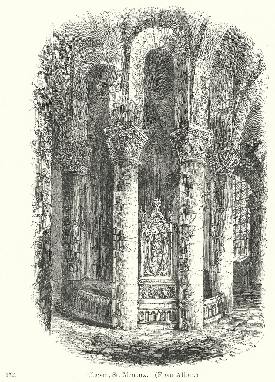 Chevet, St Menoux (gravure) door English School