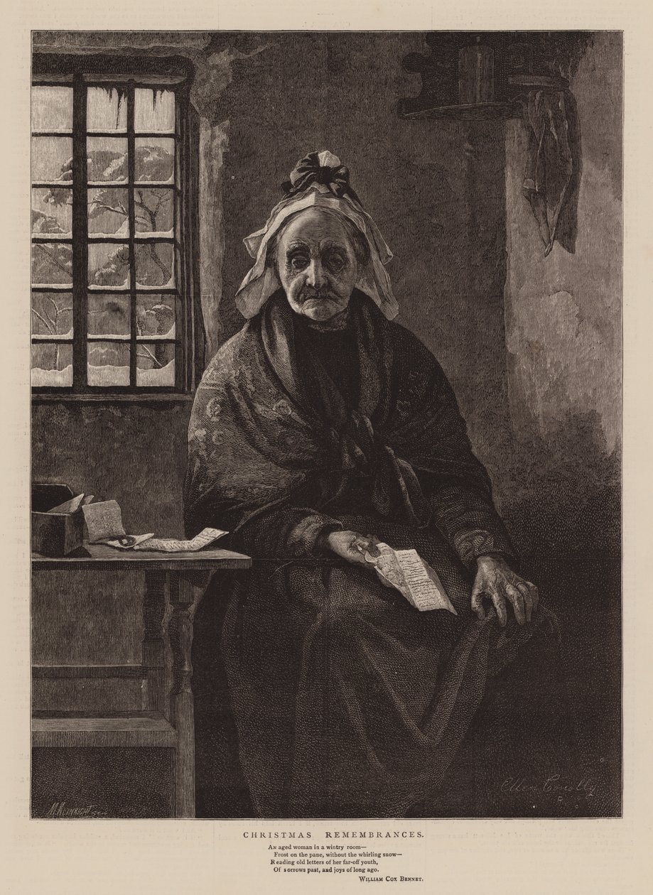 Kerstherinneringen (gravure) door English School
