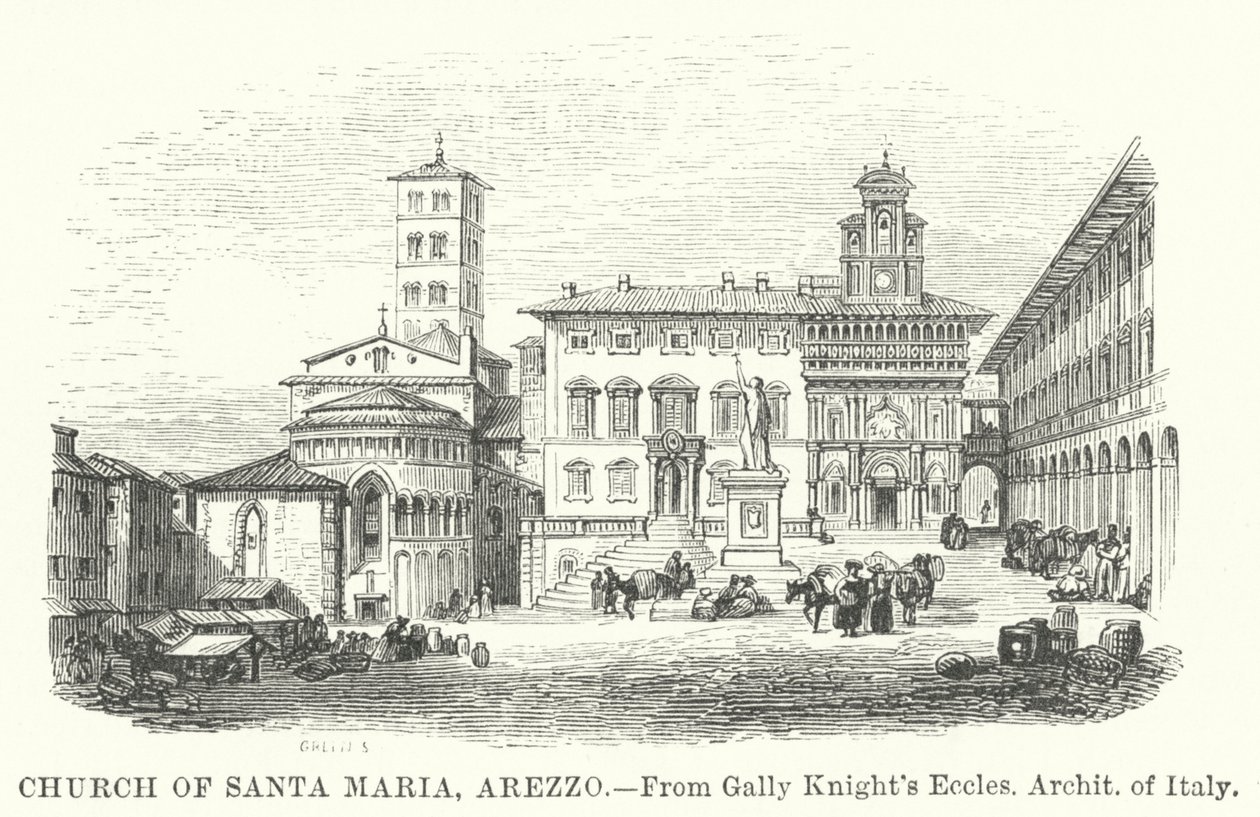 Kerk van Santa Maria, Arezzo (gravure) door English School
