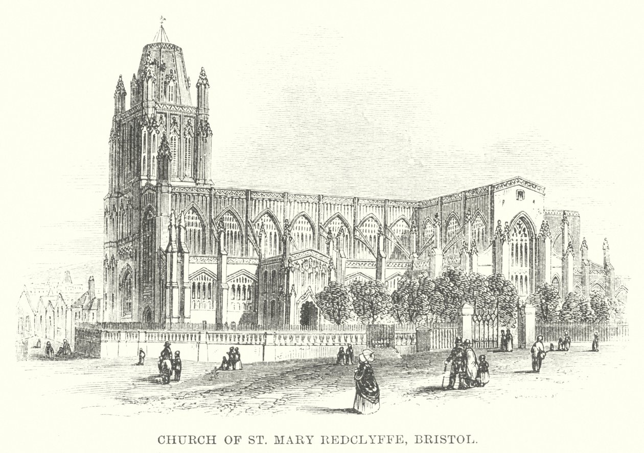 Kerk van St Mary Redclyffe, Bristol (gravure) door English School
