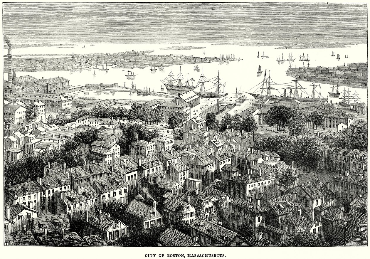 Stad Boston, Massachusetts (gravure) door English School