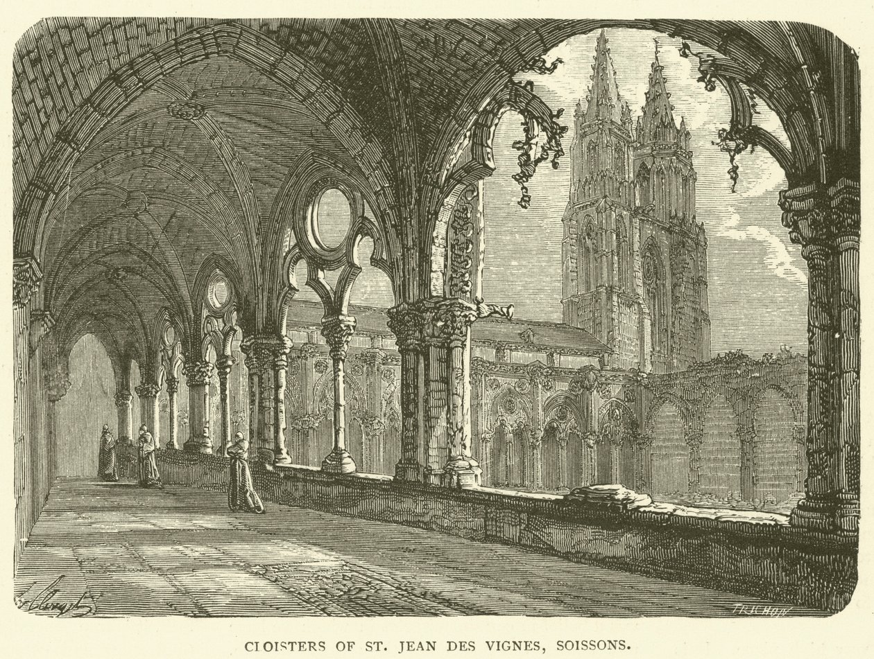 Klooster van St Jean des Vignes, Soissons (gravure) door English School