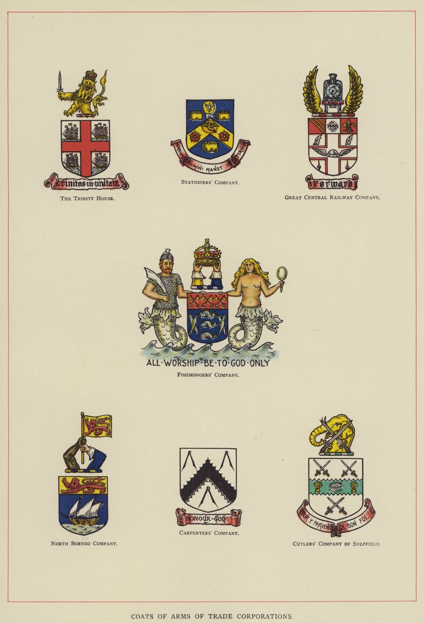 Wapenschilden van handelsondernemingen (kleurenlitho) door English School