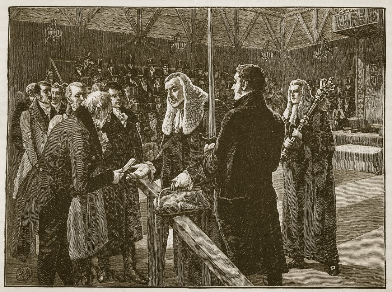 Conferentie tussen de Huizen van het Parlement, 1835, illustratie uit Cassells Geïllustreerde Geschiedenis van Engeland door English School