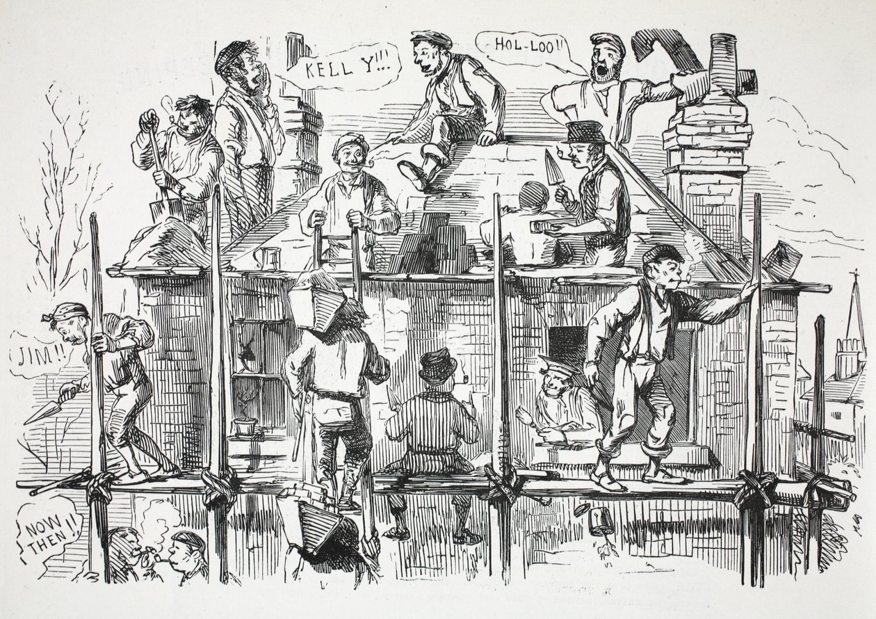 Bouwvakkers, illustratie uit Punch door English School