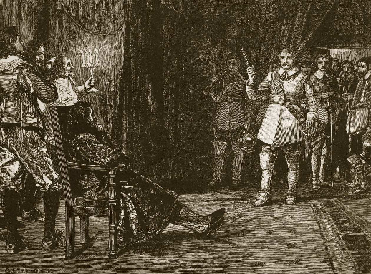 Interview van Cornet Joyce met Charles, illustratie uit Cassells Illustrated History of England door English School