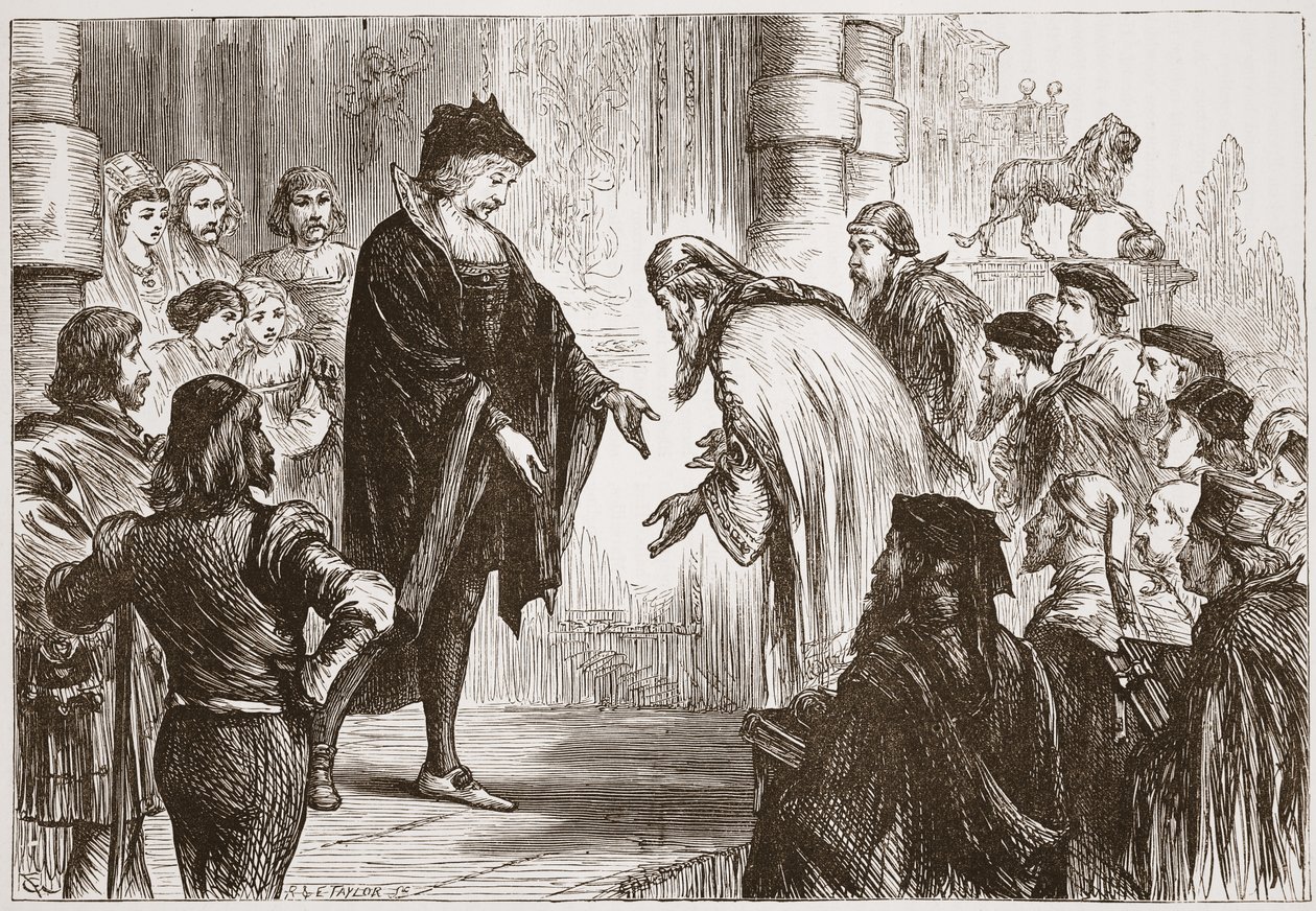 Cosimo I ontvangt zijn vrienden en cliënten, illustratie uit De Geschiedenis van het Protestantisme door James Aitken Wylie, gepubliceerd in 1878 door English School