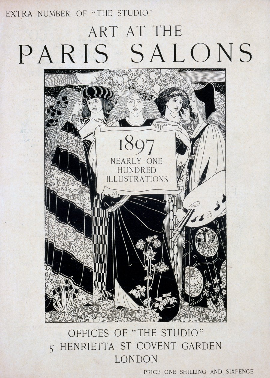 Omslag voor Kunst op de Parijse Salons, extra nummer van The Studio magazine, 1897 door English School