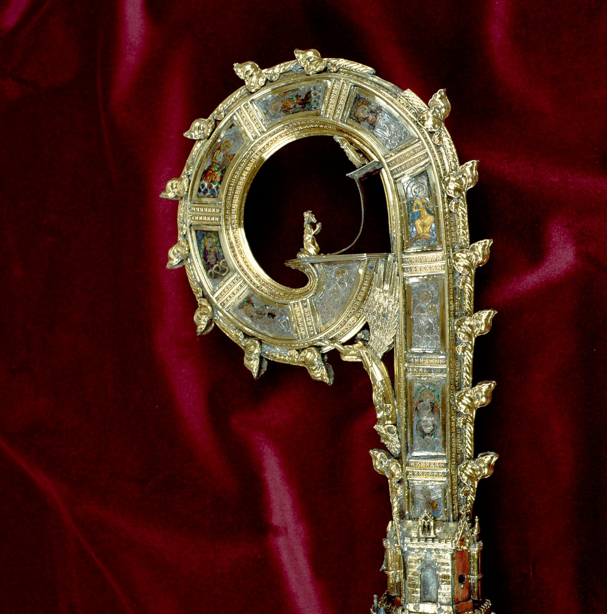 Kromstaf van de kromstaf van William of Wykeham (c.1320-1404): Pauluszijde (verguld zilver) (detail) door English School