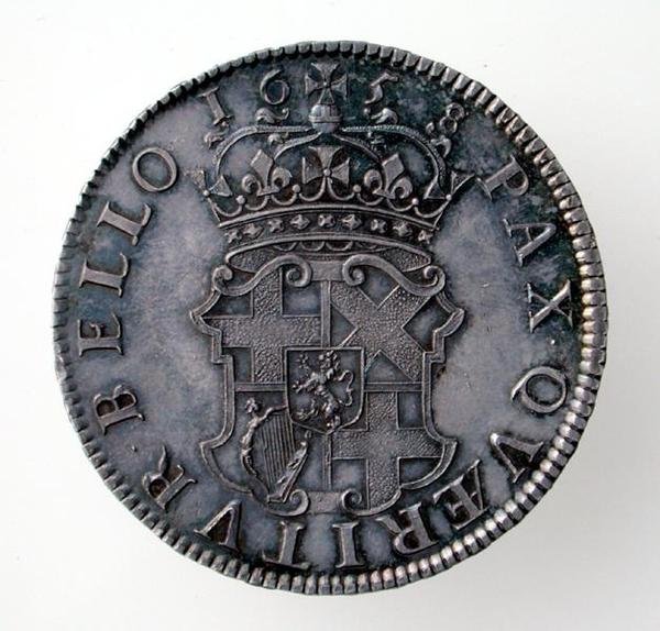 Kroon van Oliver Cromwell, Londen Munt, 1658 (achterzijde) door English School