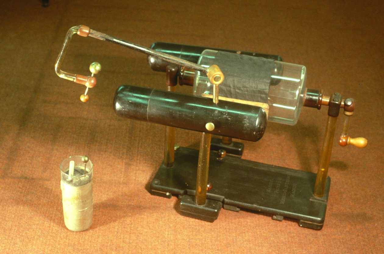 Cilinderelektrostatische machine, met Leydenfles (mahonie, messing en glas) door English School