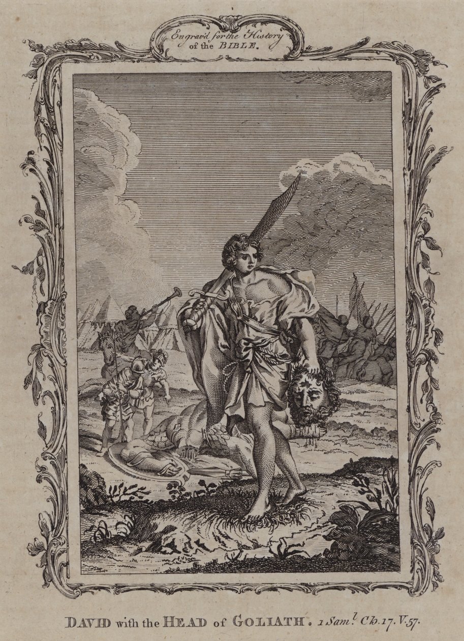 David met het hoofd van Goliath (gravure) door English School