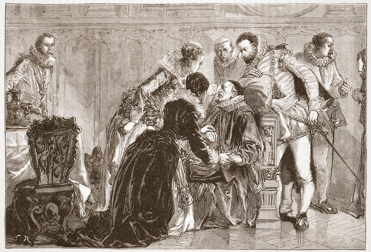De dood van Willem de Zwijger, Prins van Oranje, illustratie uit 