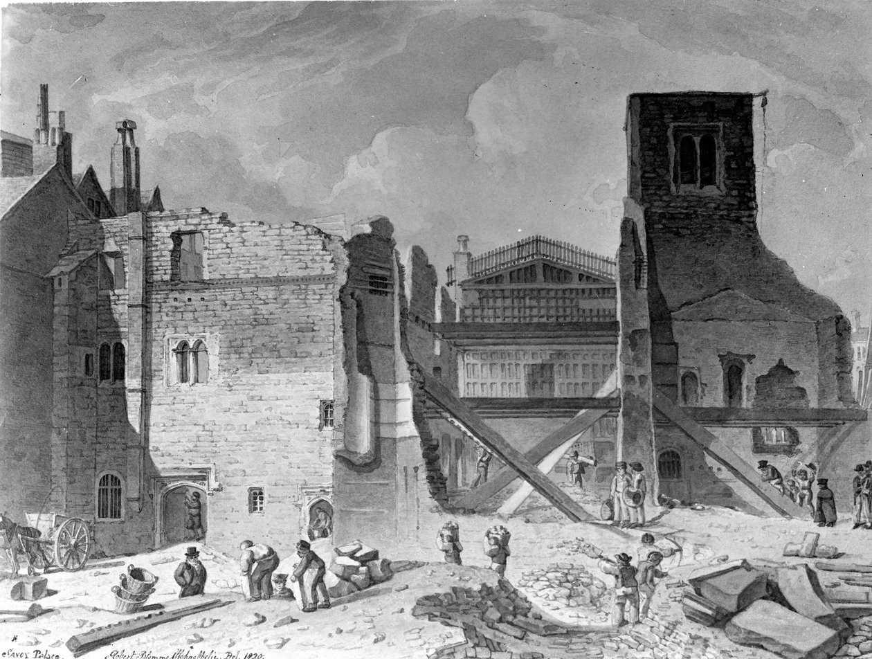 Sloop van het Savoy Palace, Westminster, Londen, 1820 door English School