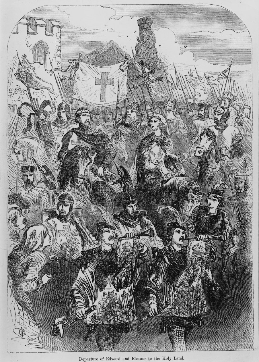 Vertrek van Edward I (1239-1307) en Eleanor van Castilië (1246-90) naar het Heilige Land door English School