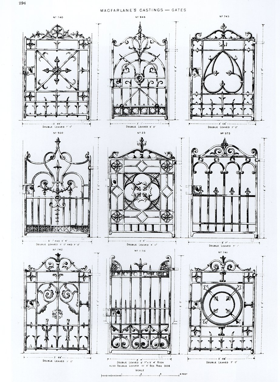Ontwerpen voor gietijzeren hekken, uit Macfarlanes Castings door English School