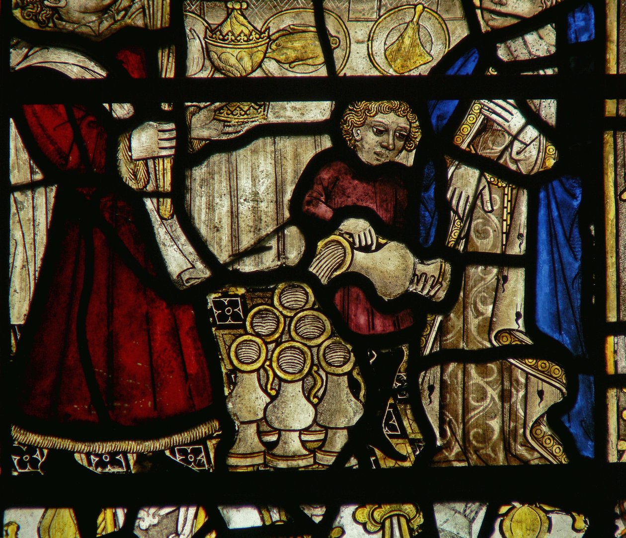 Raam met de Bruiloft te Kana (detail) door English School