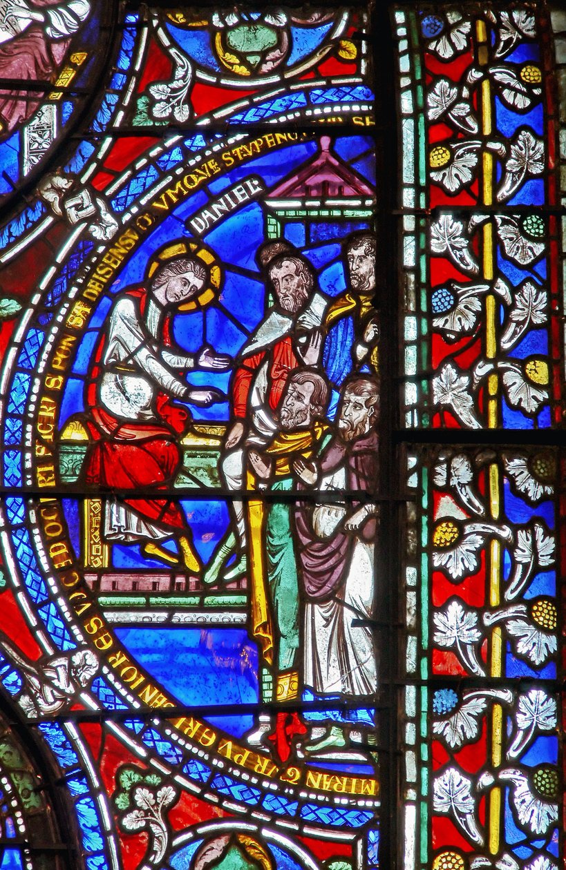 Detail van een van de Bijbelramen met Daniël en de Oudsten door English School