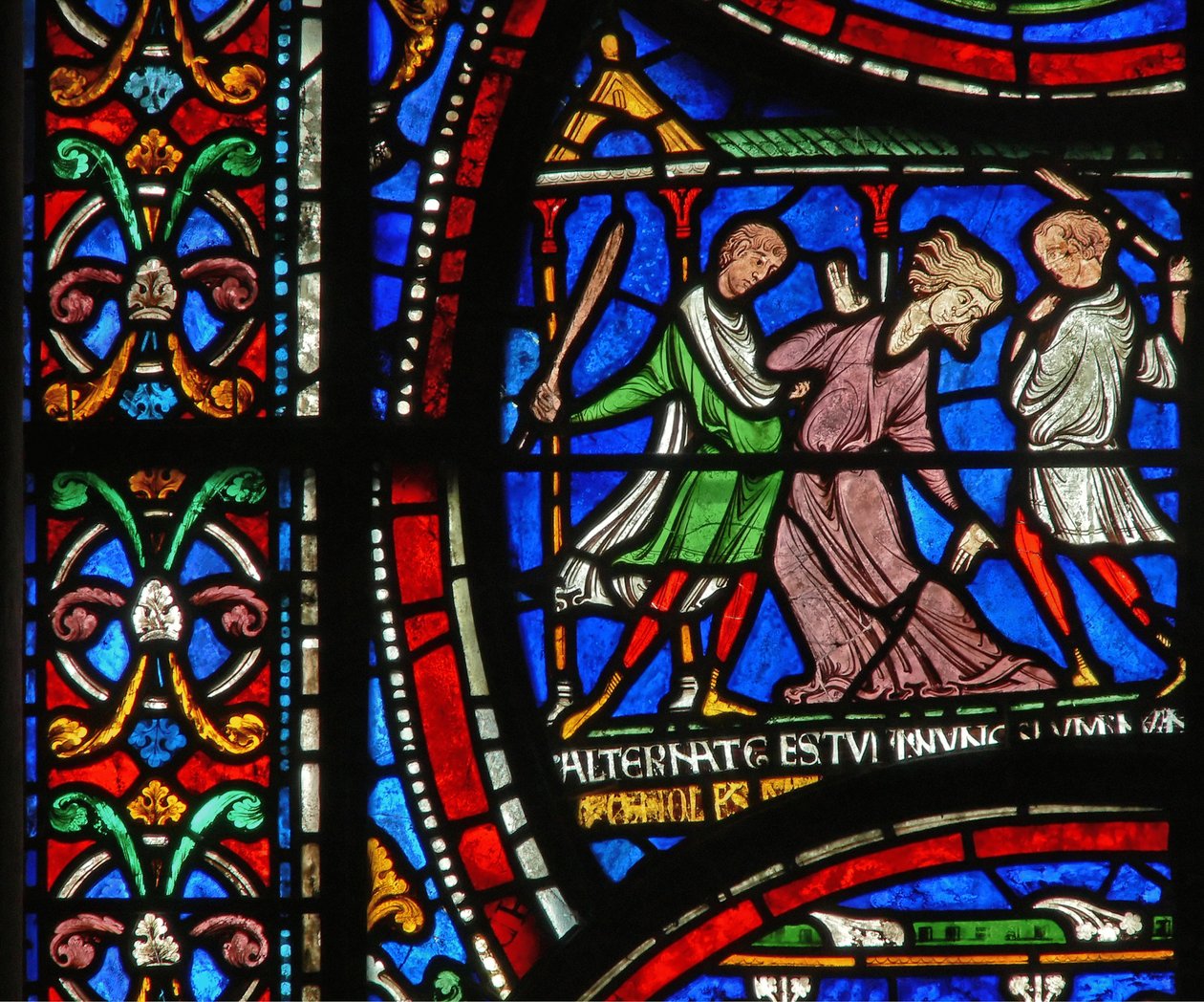 Raam met het Wonder van Gekke Mathilde van Keulen (detail) door English School