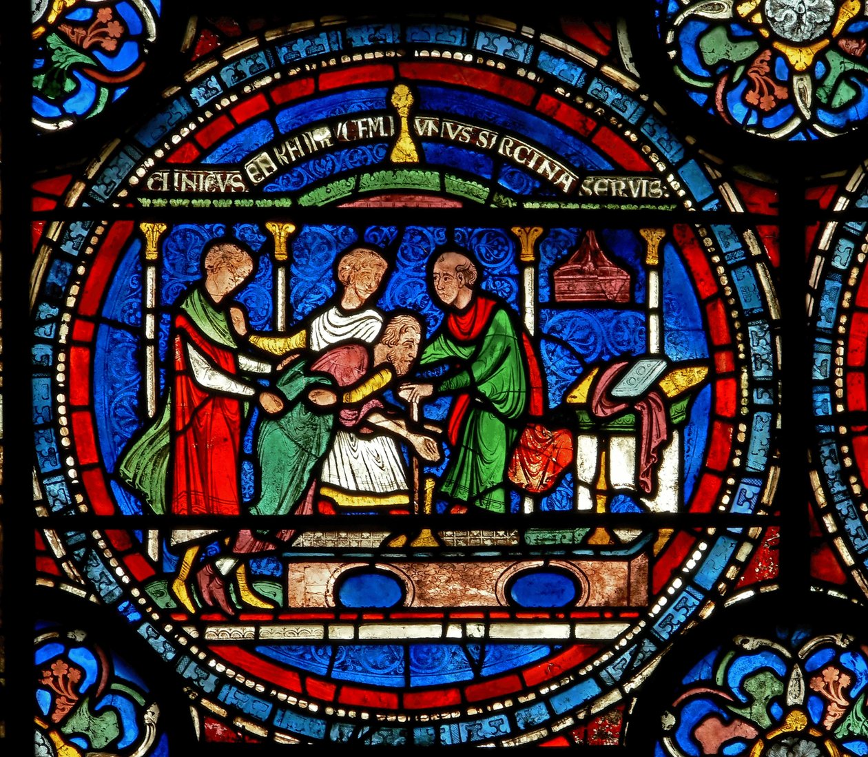 Detail van het Wonderraam met Robert van Cricklade bij het graf door English School