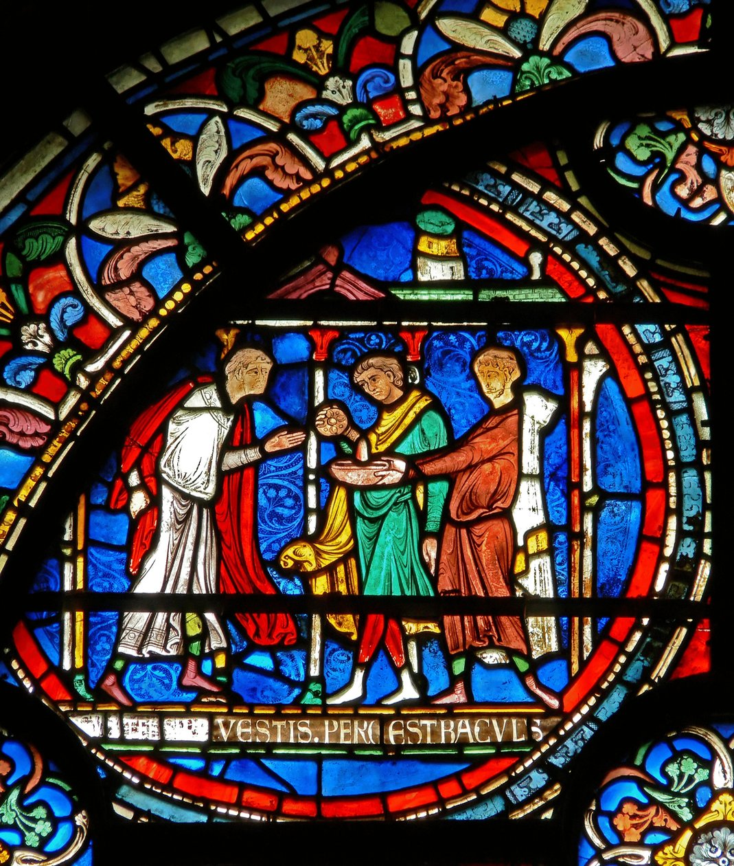 Detail van het Wonderraam met pelgrims die genezen worden bij het heiligdom van St. Thomas door English School