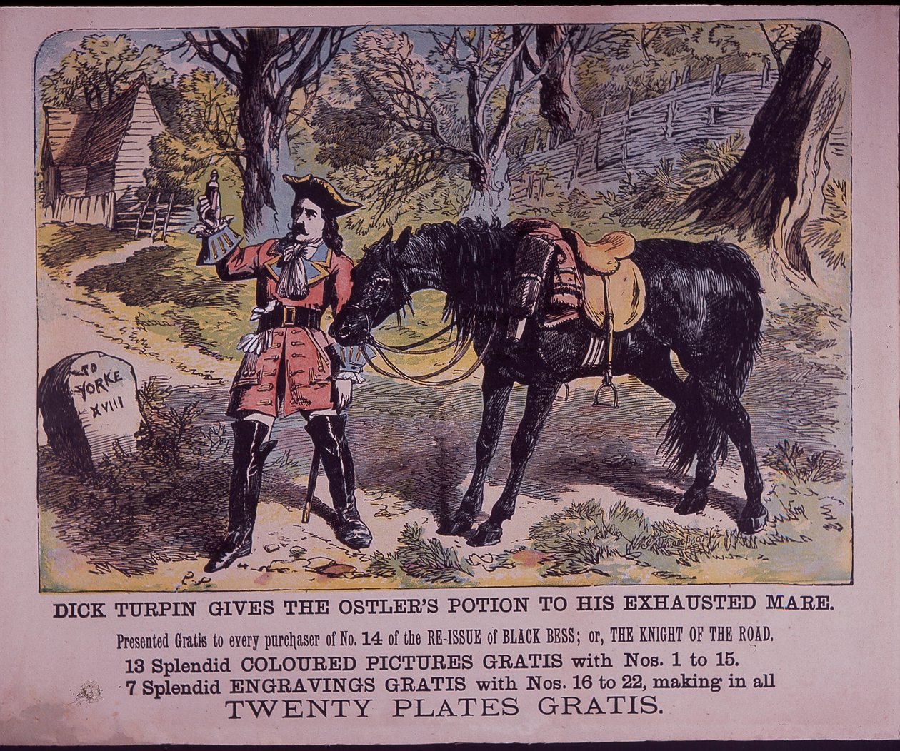 Dick Turpin met zijn paard Black Bess op weg naar York door English School