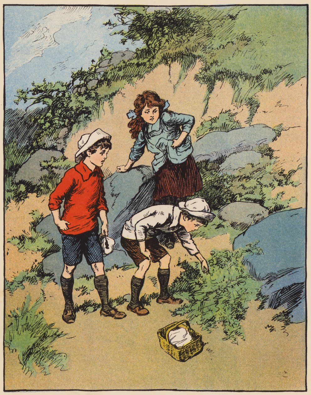 "Ontdekte het varenbed koud en leeg" (kleurenlitho) door English School