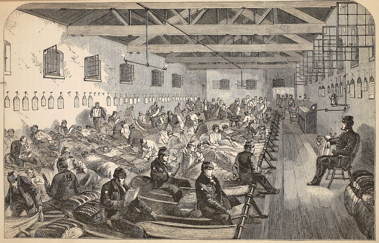 Slaapzaal in Coldbath Fields Prison, illustratie uit The Criminal Prisons of London and Scenes from Prison Life door Henry Mayhew en John Binny, uitgegeven in 1862 door English School
