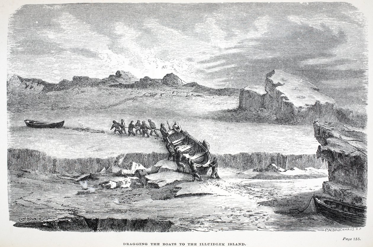 De boten naar het Illuidlek-eiland slepen, Londen 1886 door English School