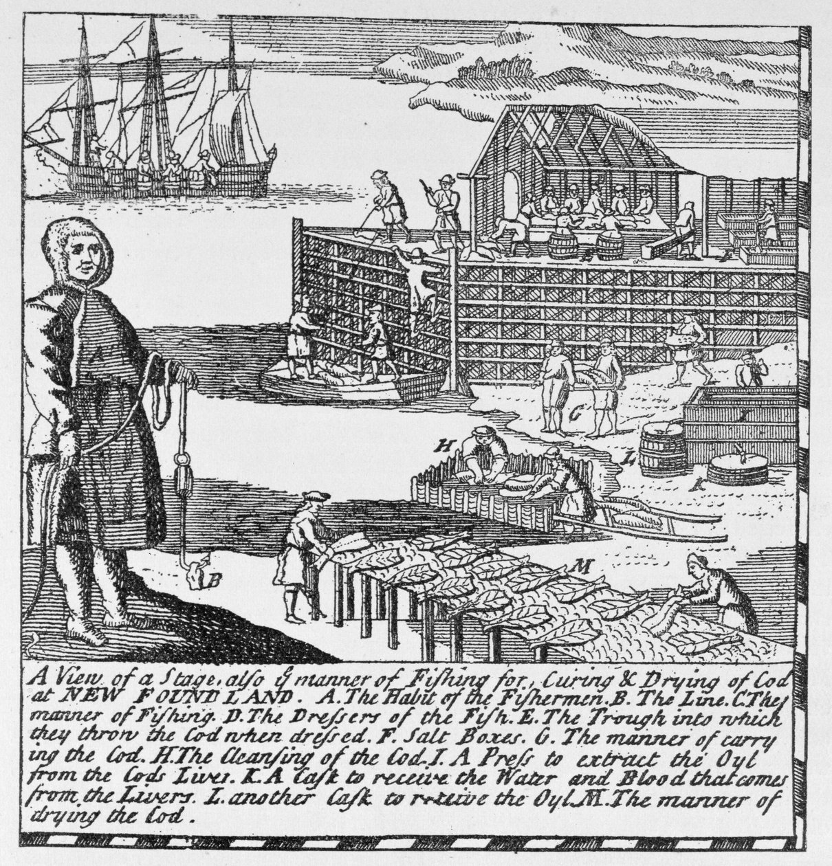 Vroege visserijstadia, illustratie uit Volume IV van 