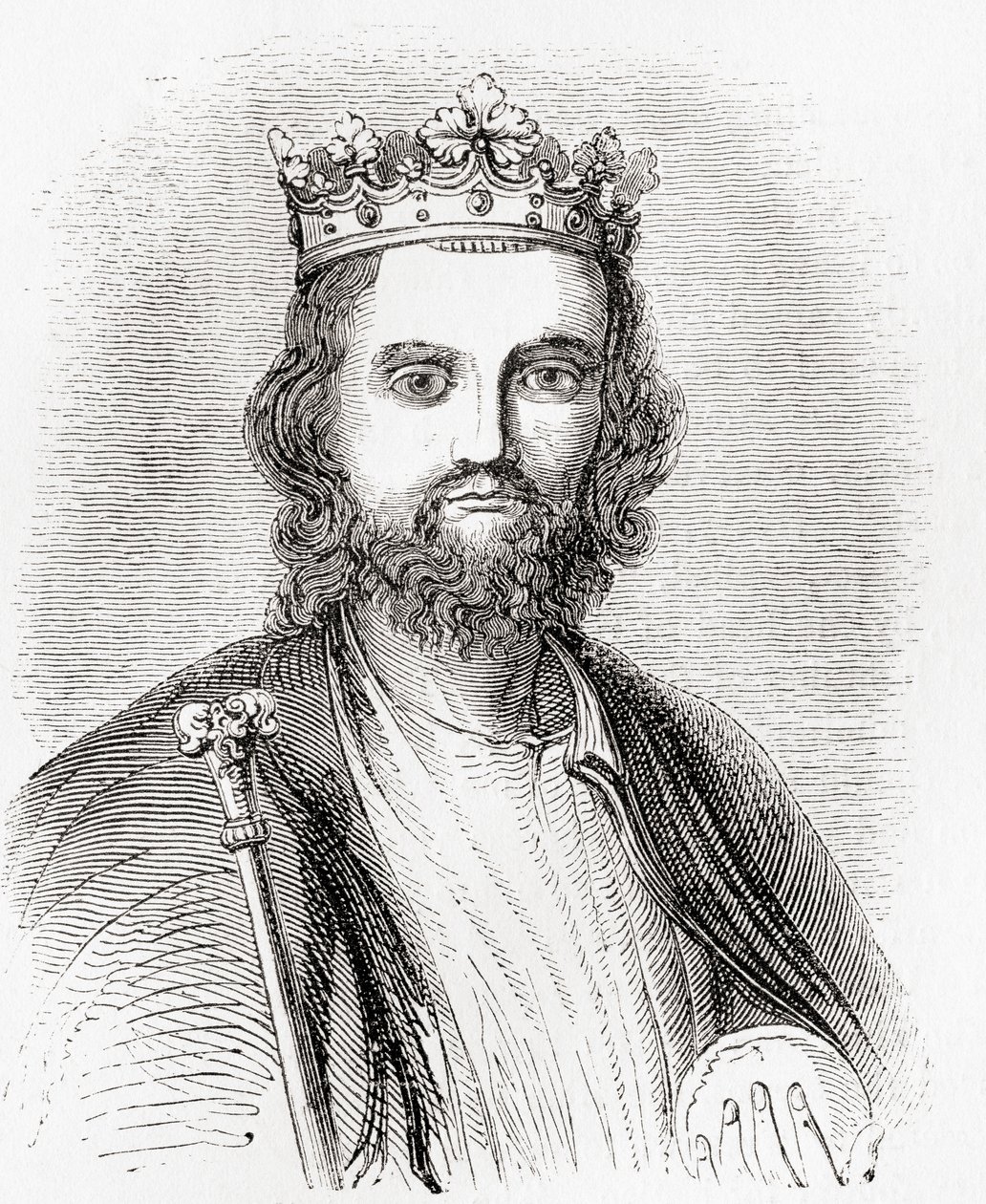 Edward II, ook bekend als Edward van Caernarfon, uit Oud Engeland: Een Picturaal Museum, gepubliceerd 1847 door English School