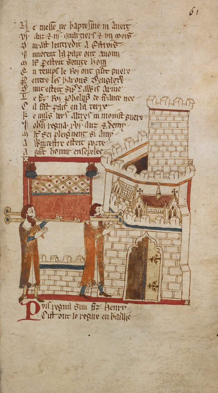 Het lichaam van koning Jan werd naar Worcester Cathedral gebracht voor de begrafenis, illustratie uit 
