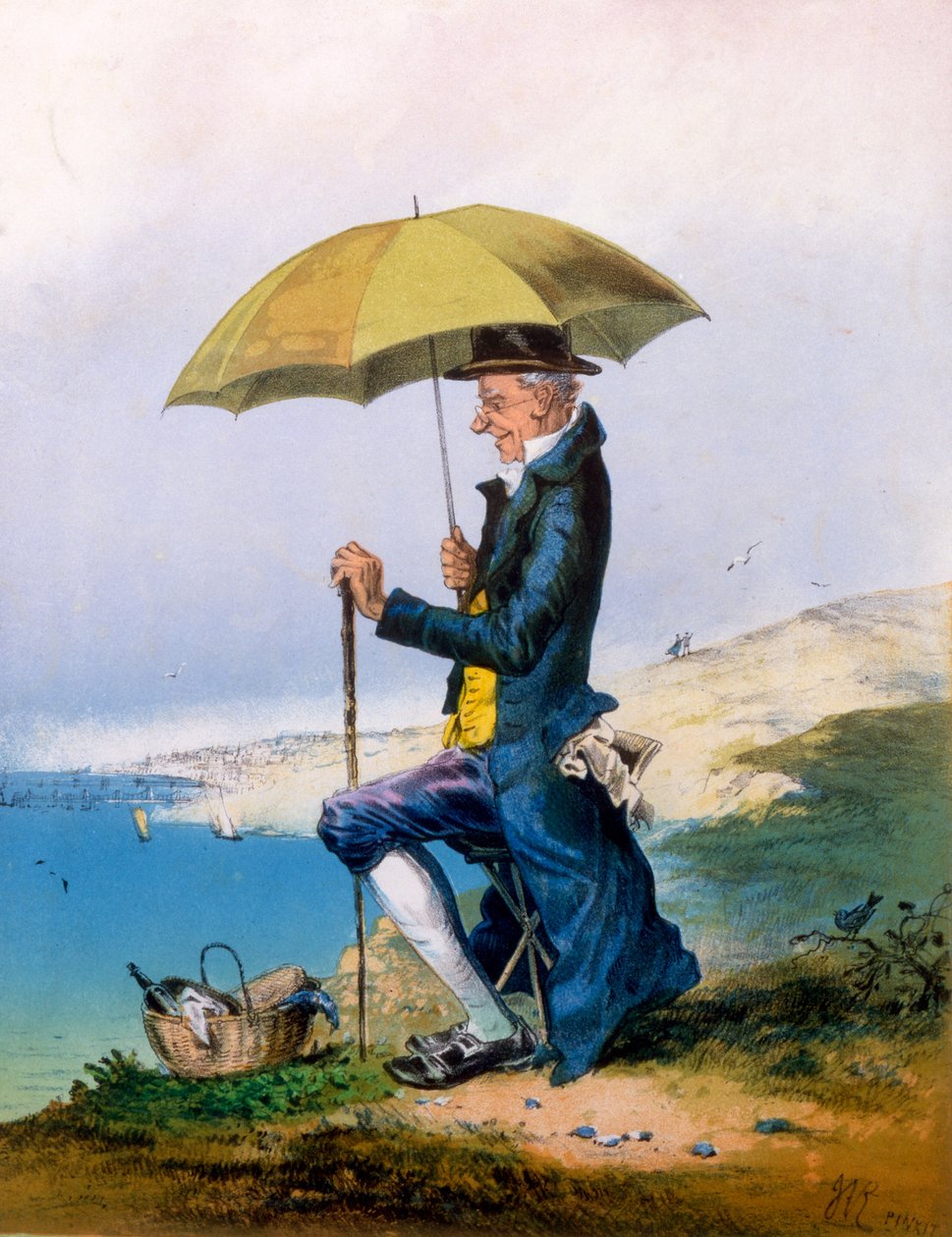 Acht uur aan zee voor drie shilling, prent gemaakt door A. Concannen, 1873 door English School