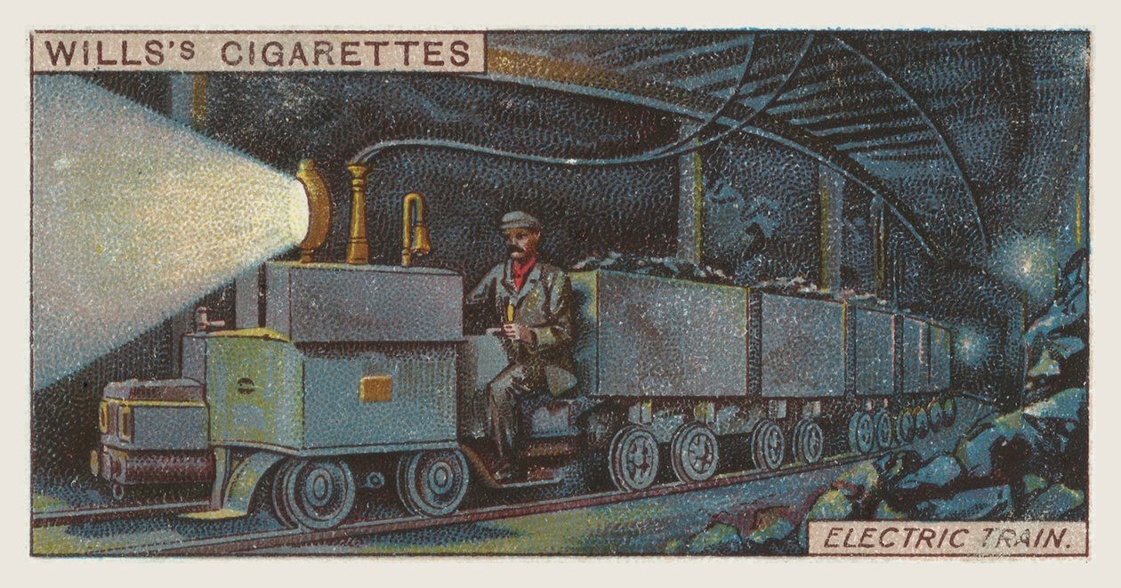 Elektrische trein (chromolitho) door English School