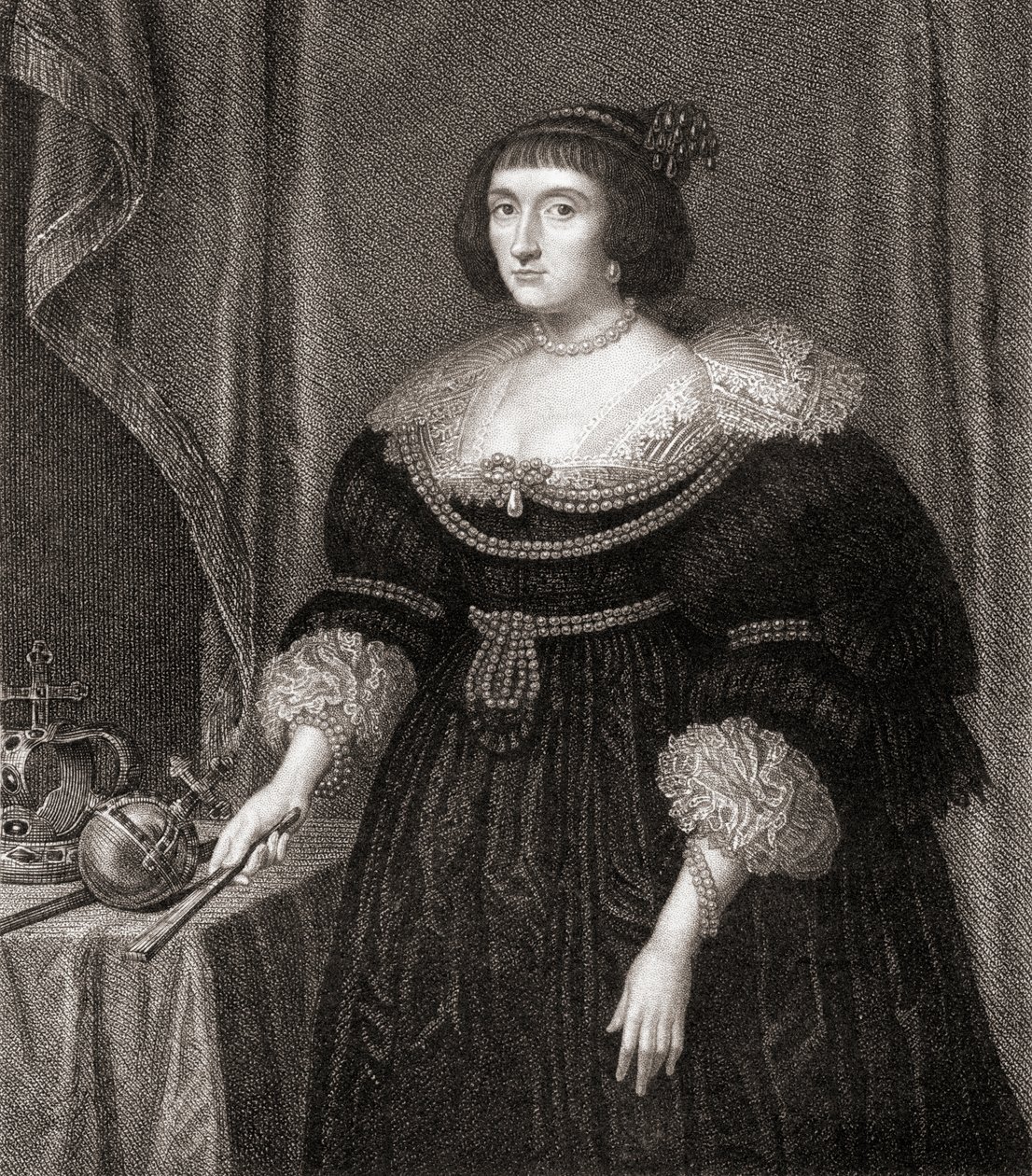 Elizabeth, Koningin van Bohemen, uit Lodges British Portraits door English School
