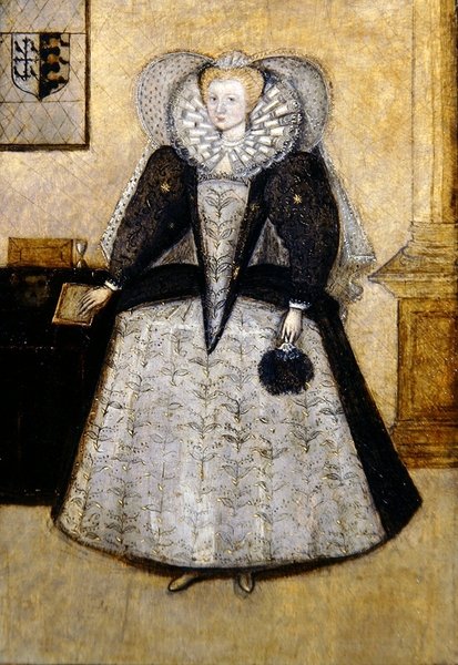 Elizabethaans Portret van een Jonge Getrouwde Mevrouw Golbourne, geboren Fleetwood door English School