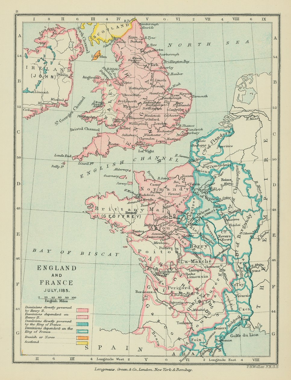 Engeland en Frankrijk (kleurenlitho) door English School