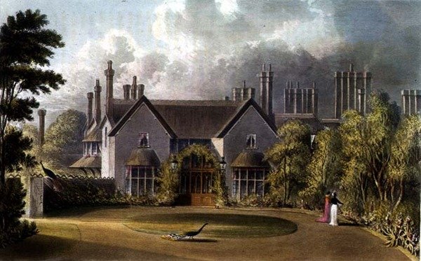 Ingangsfront van het huisje van Zijne Majesteit, Windsor Great Park, uit R. Ackermann