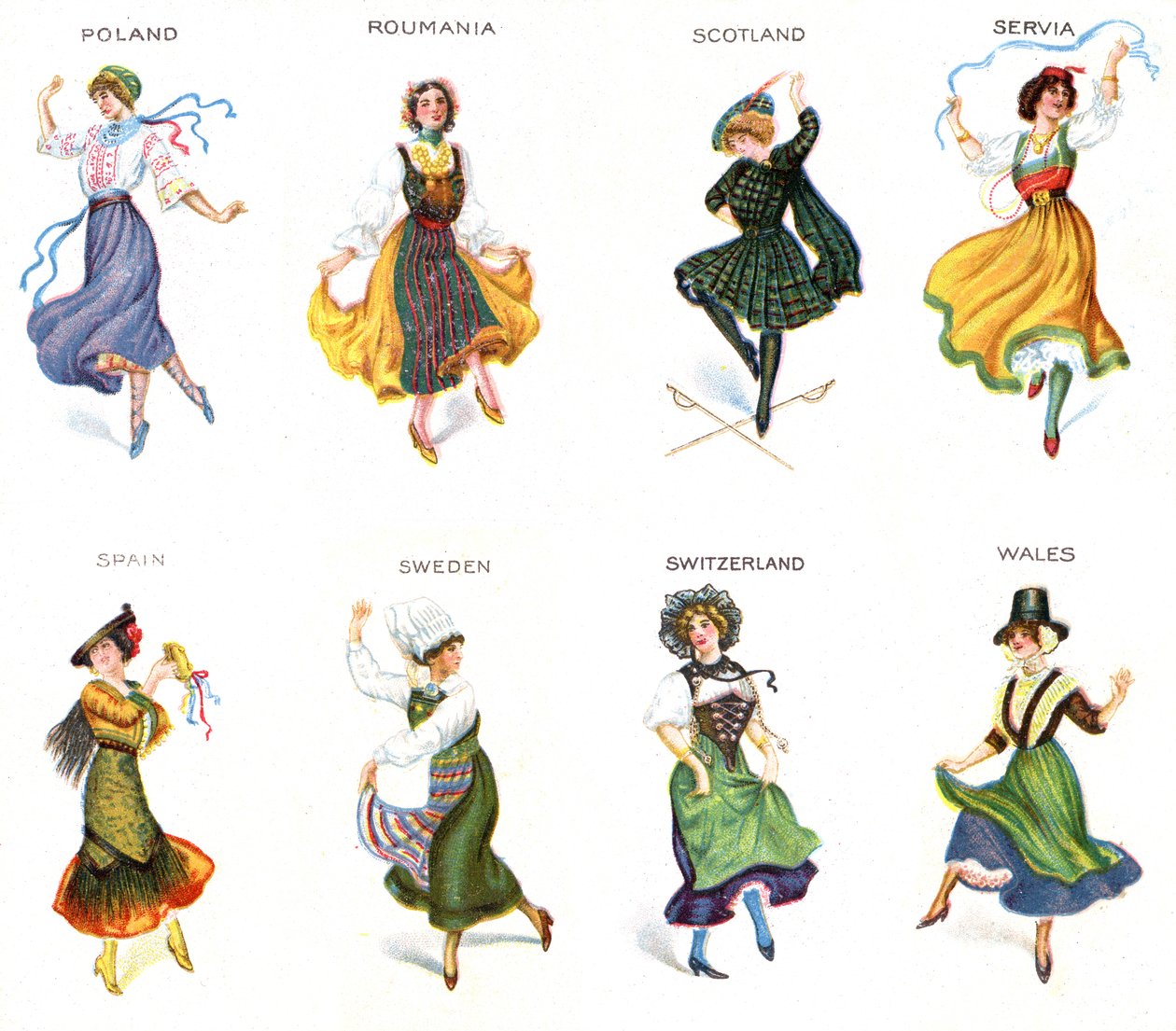Europese Dansers, sigarettenkaarten, 1915 door English School