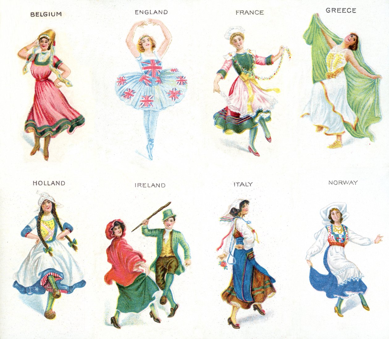 Europese Dansers, sigarettenkaarten, 1915 door English School