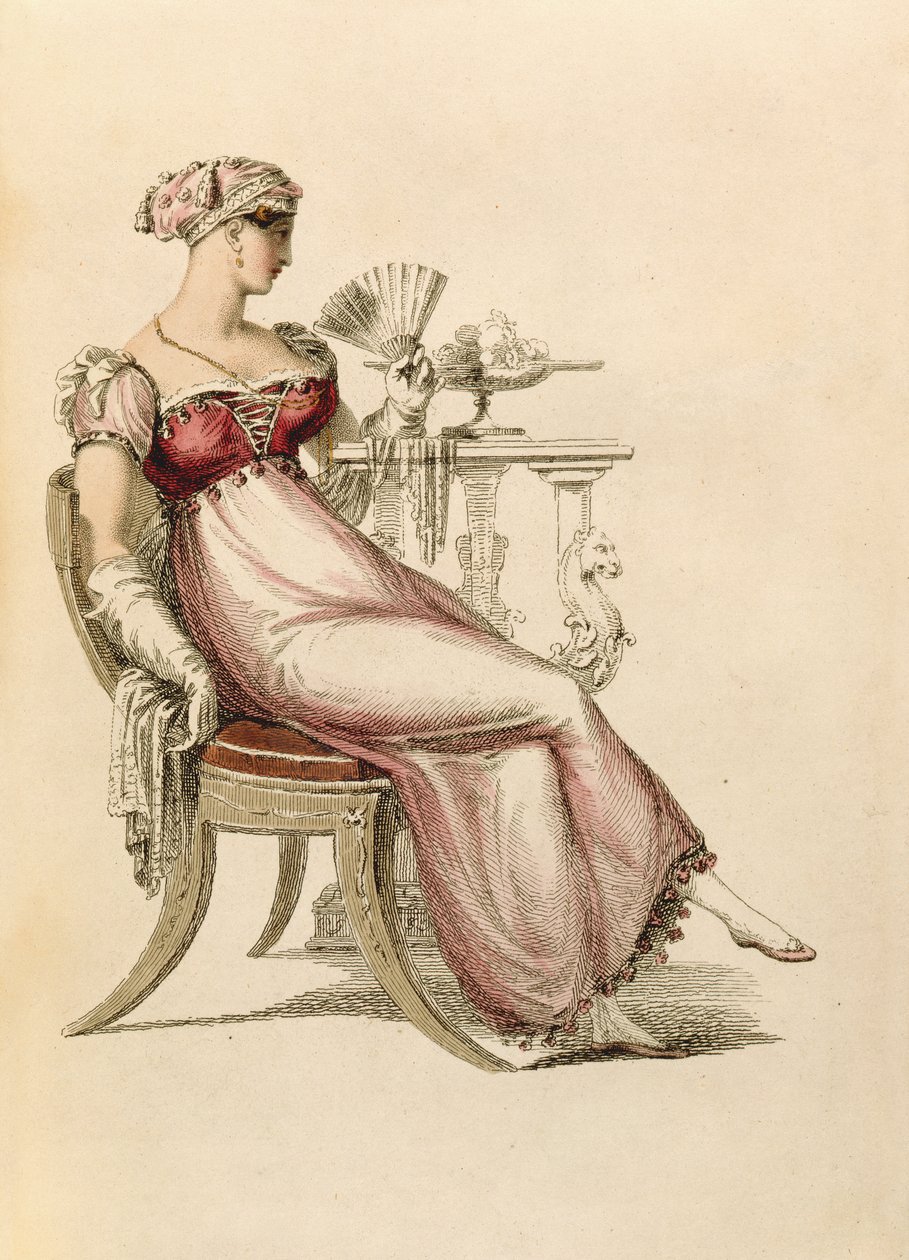 Avondjurk of baljurk, modeplaat uit Ackermanns Repository of Arts door English School