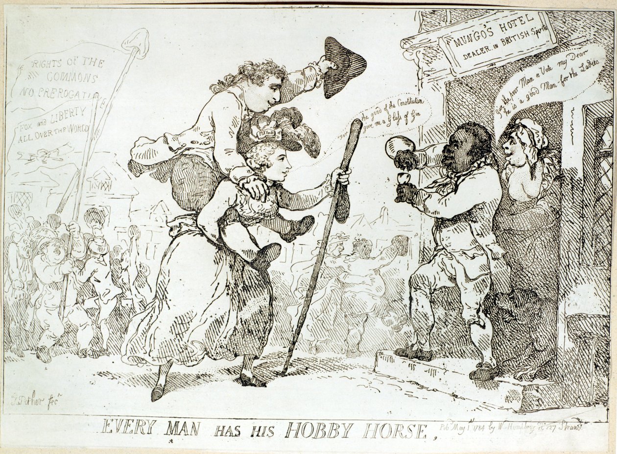 Iedere Man heeft zijn Hobby Paard, gepubliceerd 1784 door English School