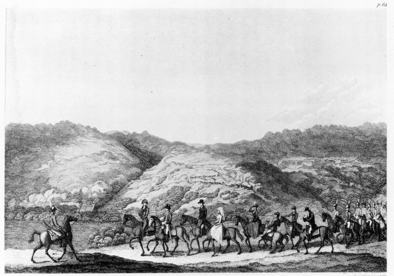 Expeditie naar het binnenland geleid door de Mist, uit Travels in Southern Africa door Hinrich Lichtenstein, gegraveerd door George Corbould, 1812 door English School