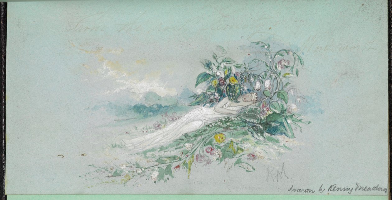 F.7: Een vrouw tussen bloemen, uit een 