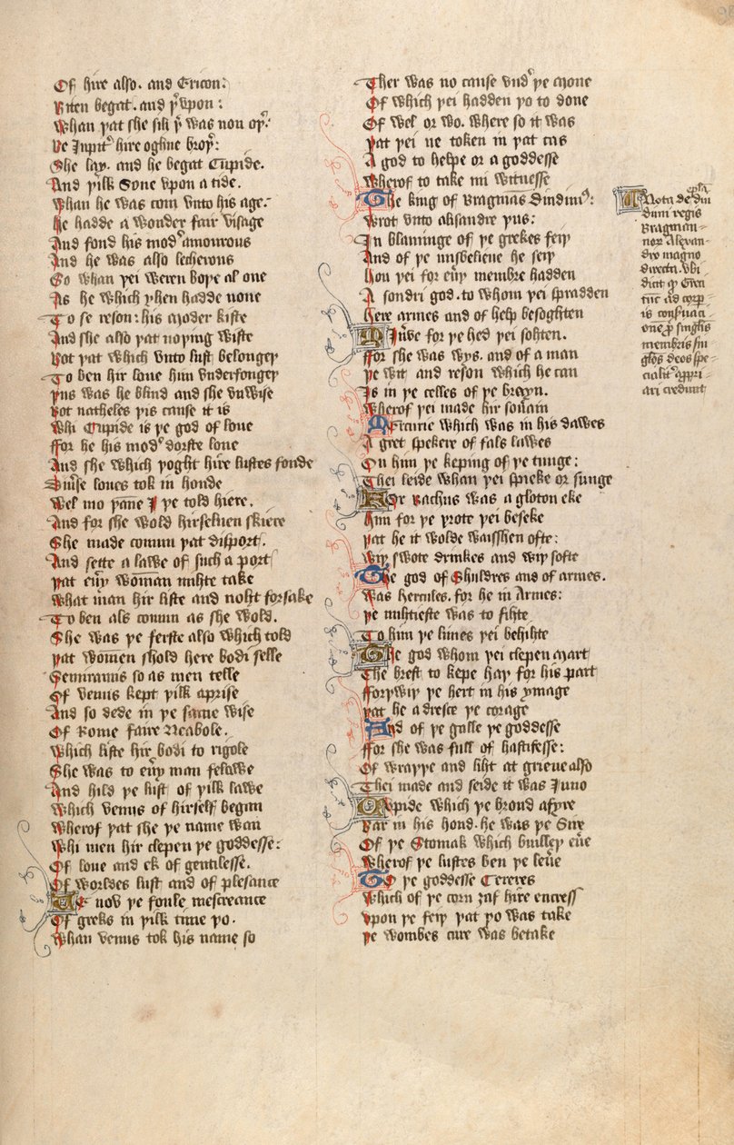 F98r uit Ms New Coll 266, De confessio amantis door John Gower door English School