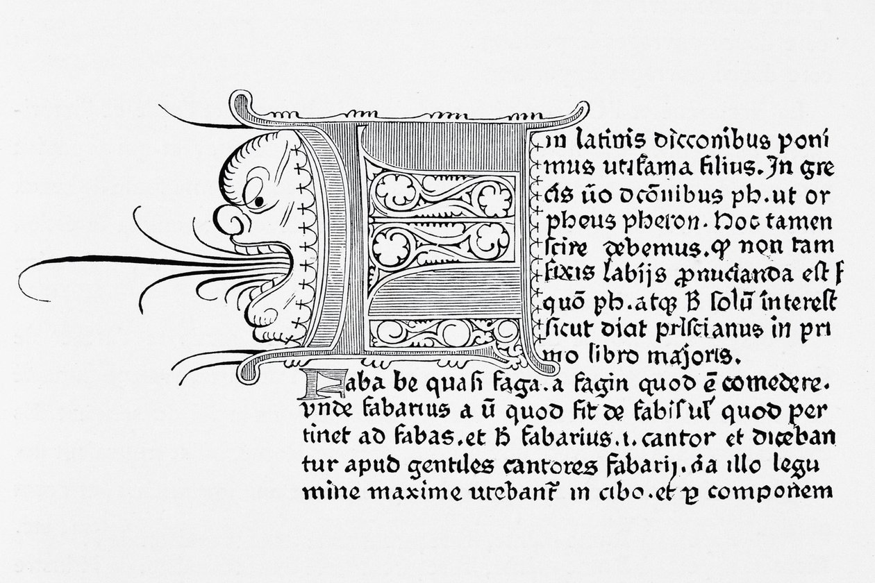 Facsimile van een pagina uit Catholicon, gedrukt door Johannes Gutenberg, Mainz, 1460 door English School